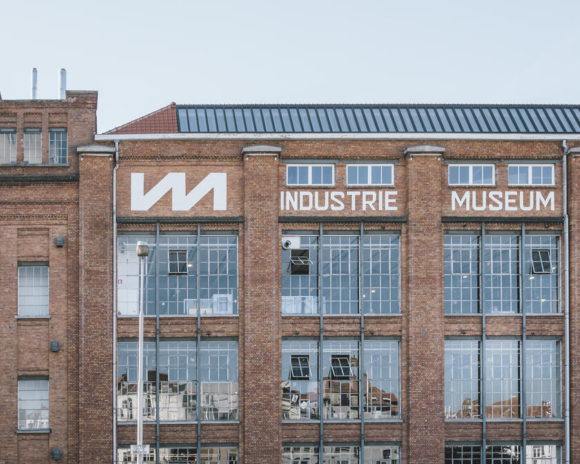 View of the facade of the Museum of Industry.