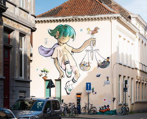 Mural of a child with scales
