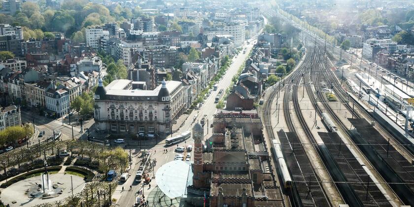 Bird's eye view of the railwaystation 'Ghent Saint Peter'