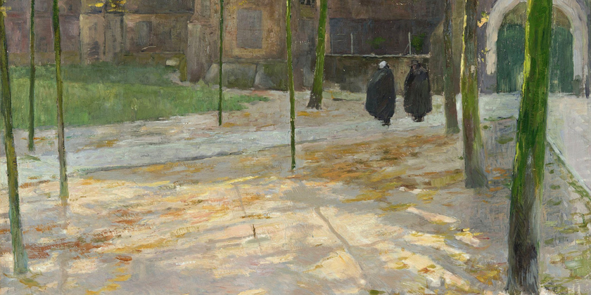 Albert Baertsoen, Frente a la iglesia, en Flandes, 1894, colección privada