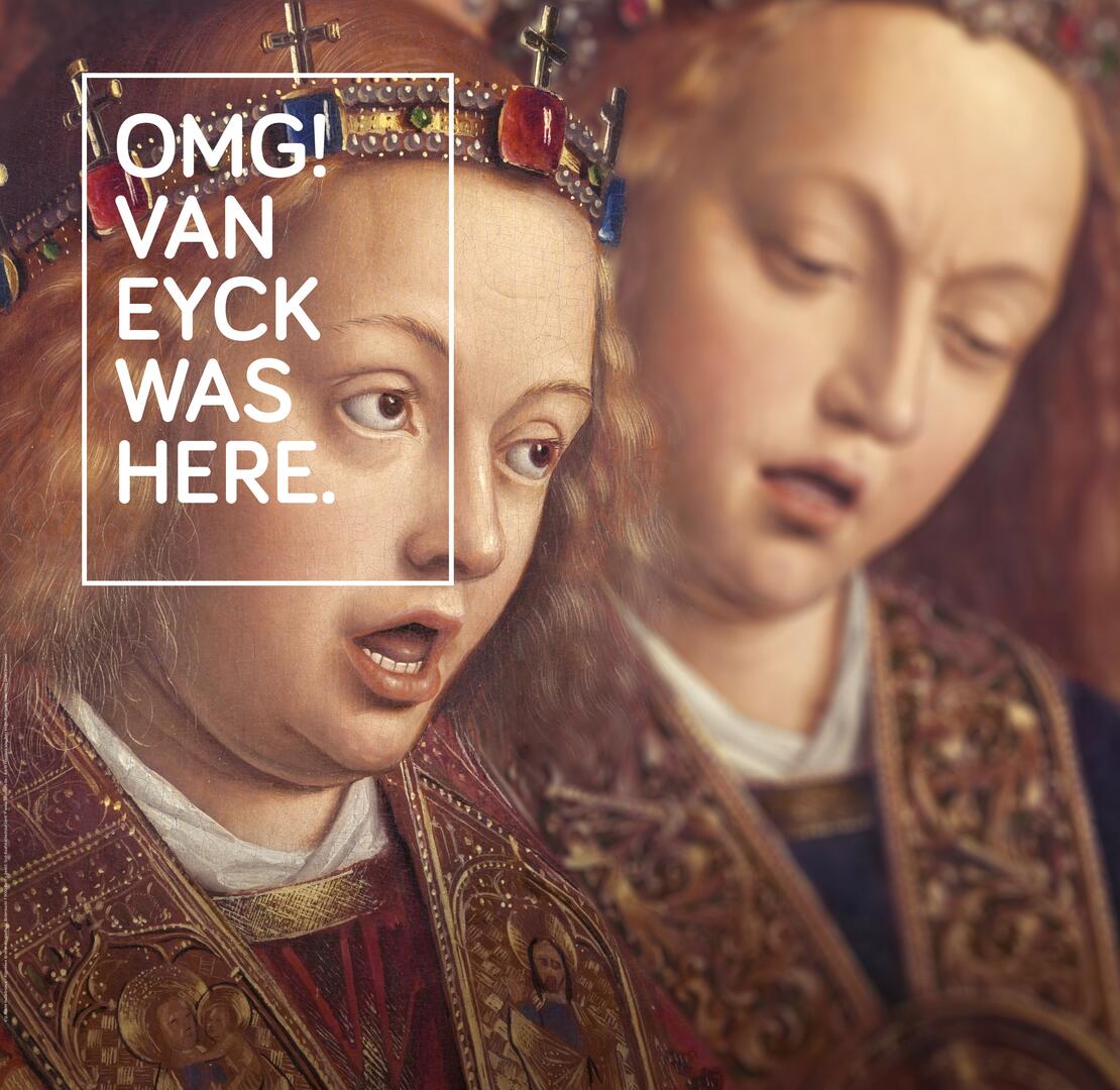 affiche zingende engelen, OMG! Van Eyck was here