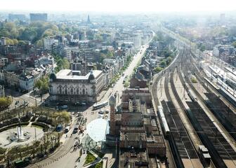 Der Bahnhof von Gent-Sint-Pieters aus der Vogelperspektive