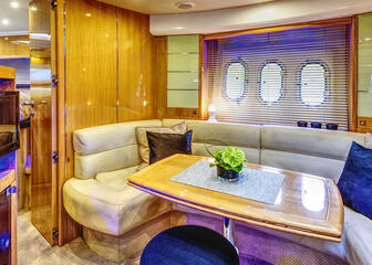 Seating area in a small yacht.