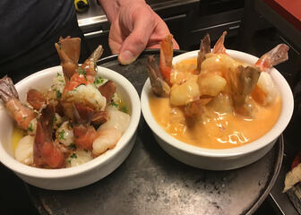 Dishes with scampi