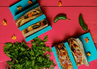 Vegetarische Tacos: die Fabs Chili Relleno und die Cashew und Blumenkohl.