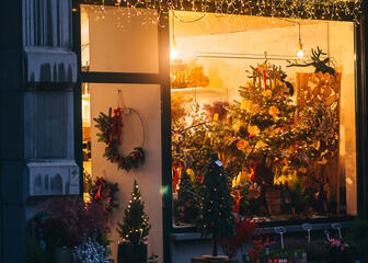 Decorated shop window for Christmas