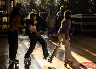 Young people on roller skates