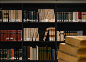Books in a cabinet