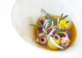 Shrimp and flower dish