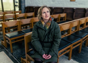 Maaike Blancke enjoys the splendor in the visitor center of the St Bavo’s Cathedral