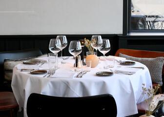 A set table in the restaurant