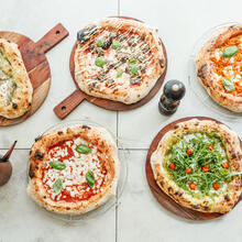 Selection of pizzas